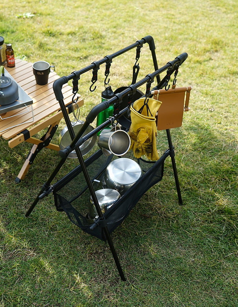 Estante plegable para acampar al aire libre, tendedero para coche de camping, red de secado, tendedero, estante de almacenamiento