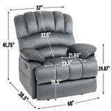 Large Manual Recliner Chair in Fabric for Living Room, Grey - V.I.P Digital Presence
