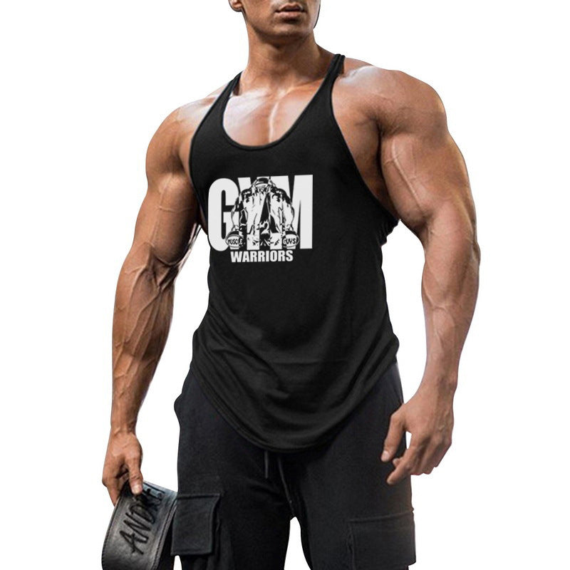 Cotton fitness vest GYM WARRIORS sport deep digging thin shoulder strap shirt - V.I.P Digital Presence