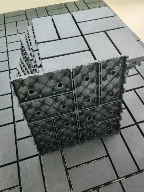 Plastic interlocking deck tiles, 36 pieces, 12 inch x 12 inch waterproof terrace tiles, with strong drainage design in grey - V.I.P Digital Presence