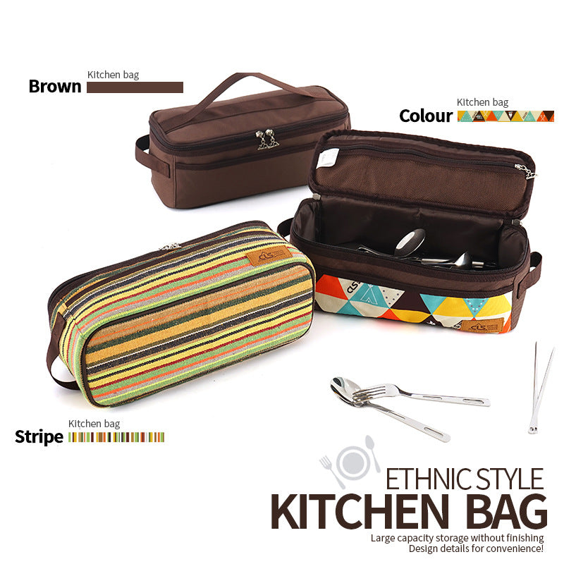 Bolsa de almacenamiento de utensilios de cocina para acampar al aire libre, bolsa de almacenamiento de vajilla para barbacoa de camping, bolsa de cosméticos de viaje autónoma, bolsa de lavado portátil