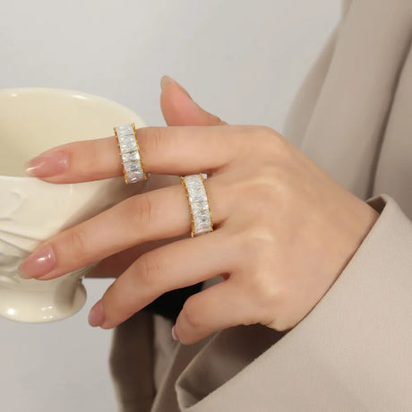 Titanium Steel Inlaid Zircon Ring - V.I.P Digital Presence