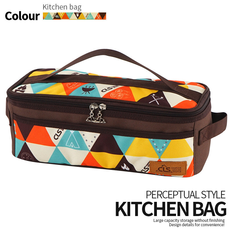 Bolsa de almacenamiento de utensilios de cocina para acampar al aire libre, bolsa de almacenamiento de vajilla para barbacoa de camping, bolsa de cosméticos de viaje autónoma, bolsa de lavado portátil