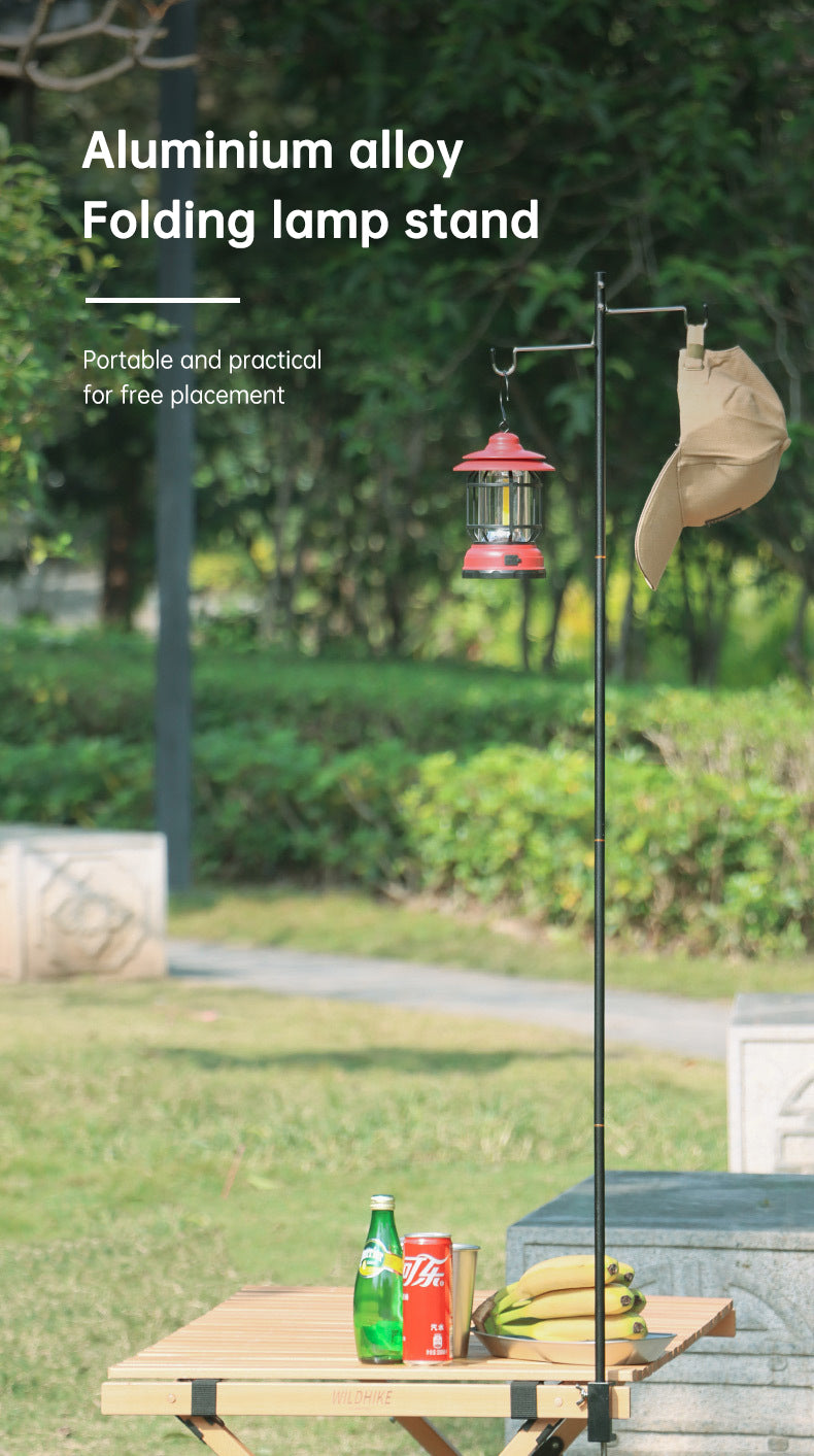 Soporte para lámpara de camping portátil de aleación de aluminio ligero para exteriores con bolsa de almacenamiento