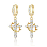 Rotating Crown Cross Earrings Set with Zircon - V.I.P Digital Presence