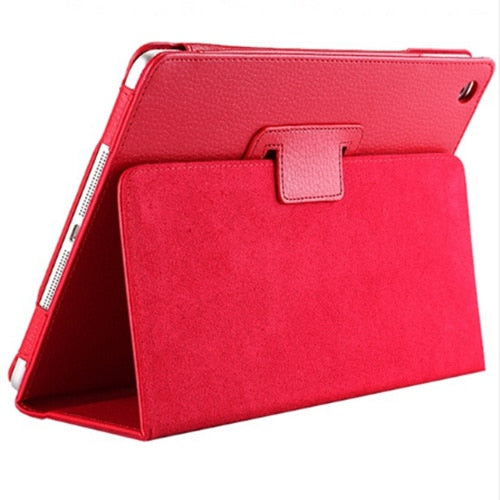 Funda con tapa automática para iPad 2, 3 y 4 de Apple, de piel sintética tipo lichi, con soporte inteligente y función atril.