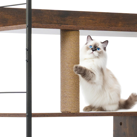 Cat Litter Box Enclosure with Shelves,Hidden Litter Box with Scratching Posts, litter box furniture ,Wooden Cat tree - V.I.P Digital Presence
