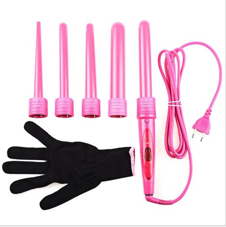 5 Part Interchangeable Hair Curling Iron Machine Ceramic Hair Curler Multi-size Roller Heat Resistant Glove Styling Set - V.I.P Digital Presence