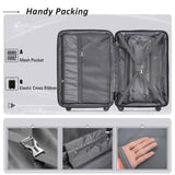Expanable Spinner Wheel 2 Piece Luggage Set ABS Lightweight Suitcase with TSA Lock 20inch+24inch Purple + Plastic