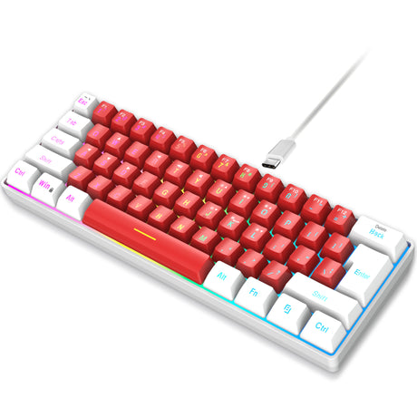 61 key keyboard with split lines, mini minimalist keyboard, compact dual color color RGB luminous film keyboard - V.I.P Digital Presence