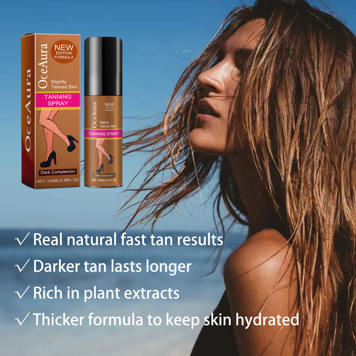 Blackening Spray, Natural Quick Tanning Wheat Bronzer Firming Skin Hydrating Summer Beach - V.I.P Digital Presence