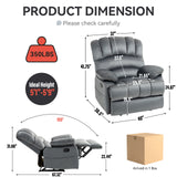 Large Manual Recliner Chair in Fabric for Living Room, Grey - V.I.P Digital Presence