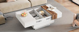 ON-TRANS 31.4 inches x 31.4 inches with sliding tabletop, high gloss center table, hidden storage room white - V.I.P Digital Presence