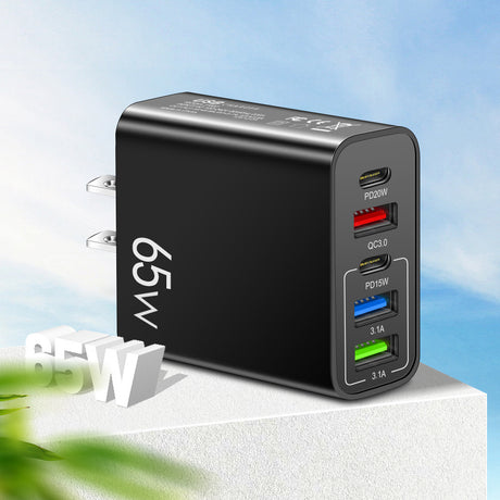 Standard PD65W mobile phone charger 4A type-c PD+3USB multi port European, American, English travel charging head - V.I.P Digital Presence