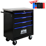 4 DRAWERS MULTIFUNCTIONAL TOOL CART WITH WHEELS-BLACK - V.I.P Digital Presence