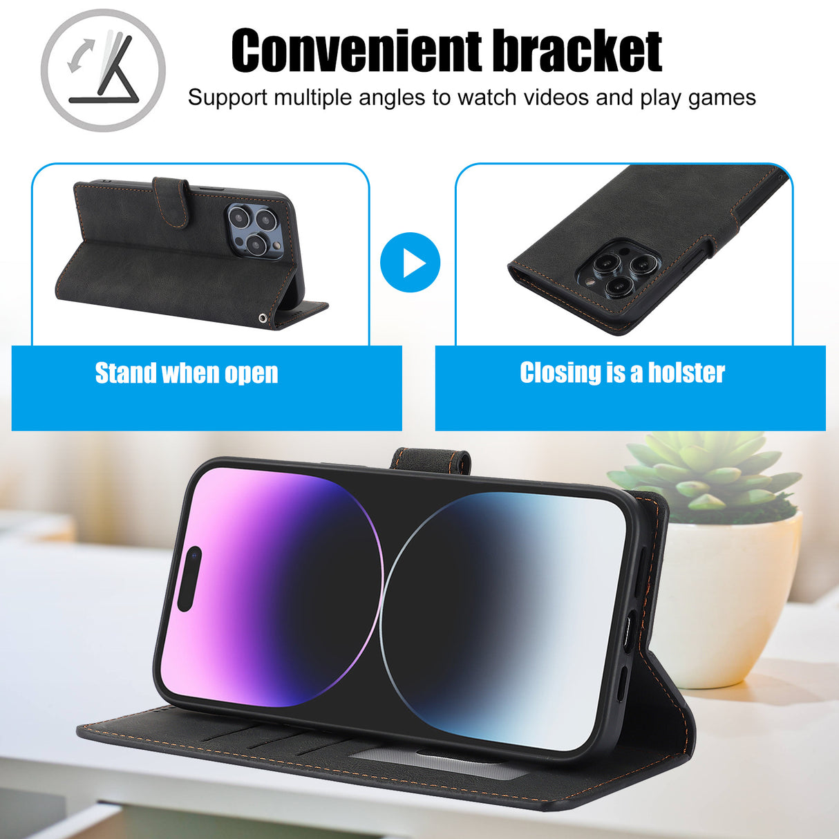 Suitable for Apple 16 Pro phone case FE wallet style anti drop phone leather case - V.I.P Digital Presence