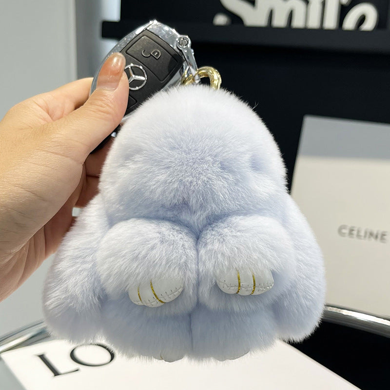 Cute Rex Rabbit Fur Doll Bunny Car Keychain Pendant Mini Bag Plush Dead Ornament Rabbit - V.I.P Digital Presence