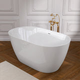 51 Inch Acrylic Freestanding Bathtub Contemporary Soaking White Tub with Overflow and Pop-up Drain Glossy White - V.I.P Digital Presence