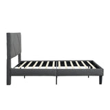 Queen Size Upholstered Platform Bed Frame Wood Slat Support Grey - V.I.P Digital Presence