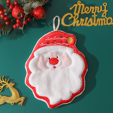 Christmas coral fleece hand towel hanging type absorbent quick drying cloth, kitchen and bathroom hand towel pendant - V.I.P Digital Presence
