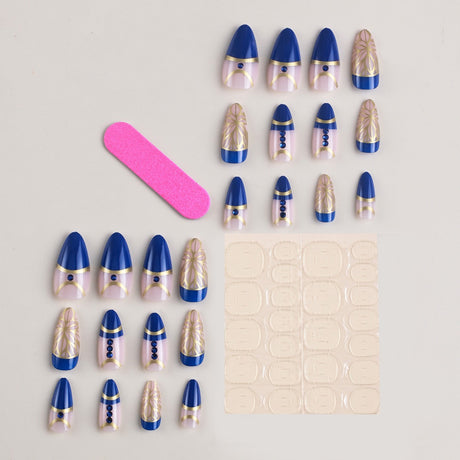 Cross-border palace style diamond wearable nail patches long gold foil nail polish wearable nail patches - V.I.P Digital Presence