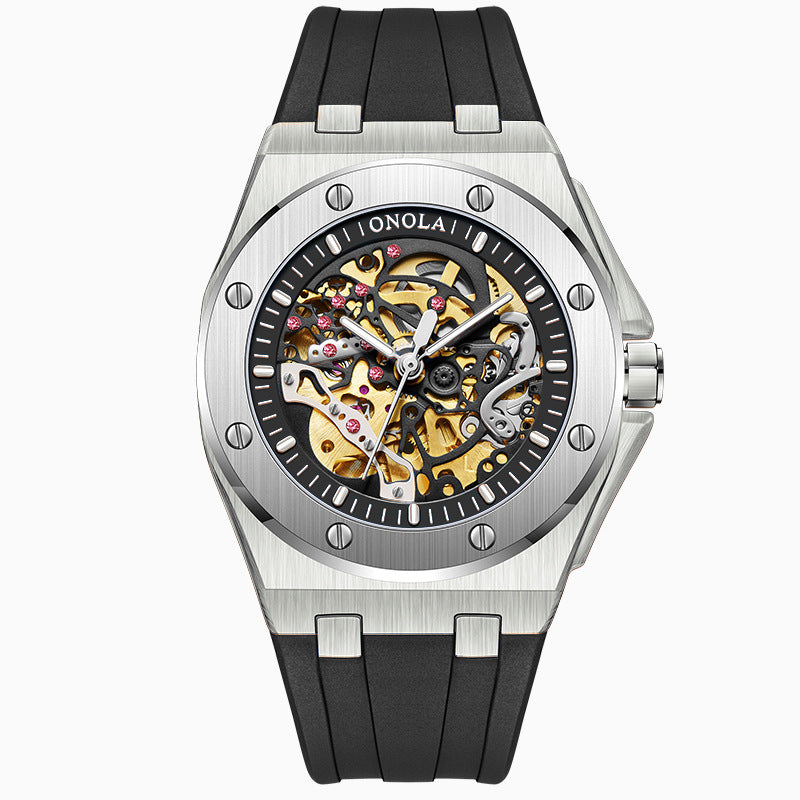 Fully automatic mechanical watch for men fashionable multi-color silicone tape waterproof watch - V.I.P Digital Presence