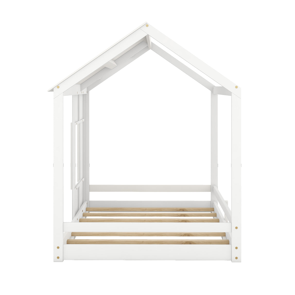 Twin Size House Bed with Roof and Window - White - V.I.P Digital Presence