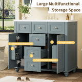36 "bathroom makeup cabinet with resin sink combination and 2 drawers, with soft closing door, blue color - V.I.P Digital Presence
