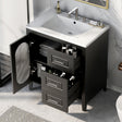 30" Bathroom Vanity with Sink, Bathroom Vanity Cabinet with Two Drawers and Door, Adjustable Shelf, Solid Wood and MDF, Black - V.I.P Digital Presence