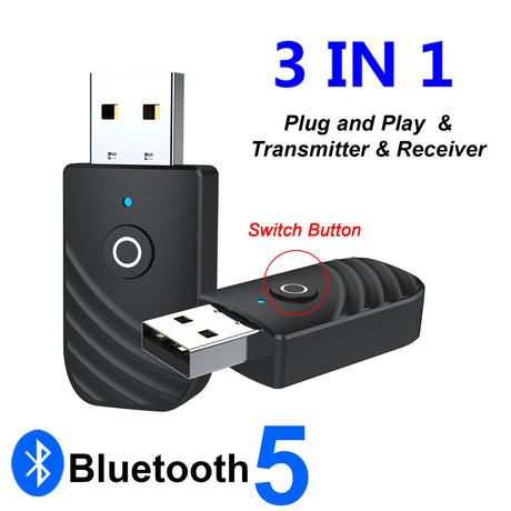 3 in 1 Bluetooth 5.0 Adapter Car Computer TV AUX Audio Bluetooth Speaker Receiver Transmitter Adapter - V.I.P Digital Presence