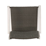 Cape Coral Outdoor Wicker Dining Chairs with Aluminum Frames, 2-Pcs Set, Grey - V.I.P Digital Presence