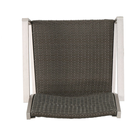Cape Coral Outdoor Wicker Dining Chairs with Aluminum Frames, 2-Pcs Set, Grey - V.I.P Digital Presence
