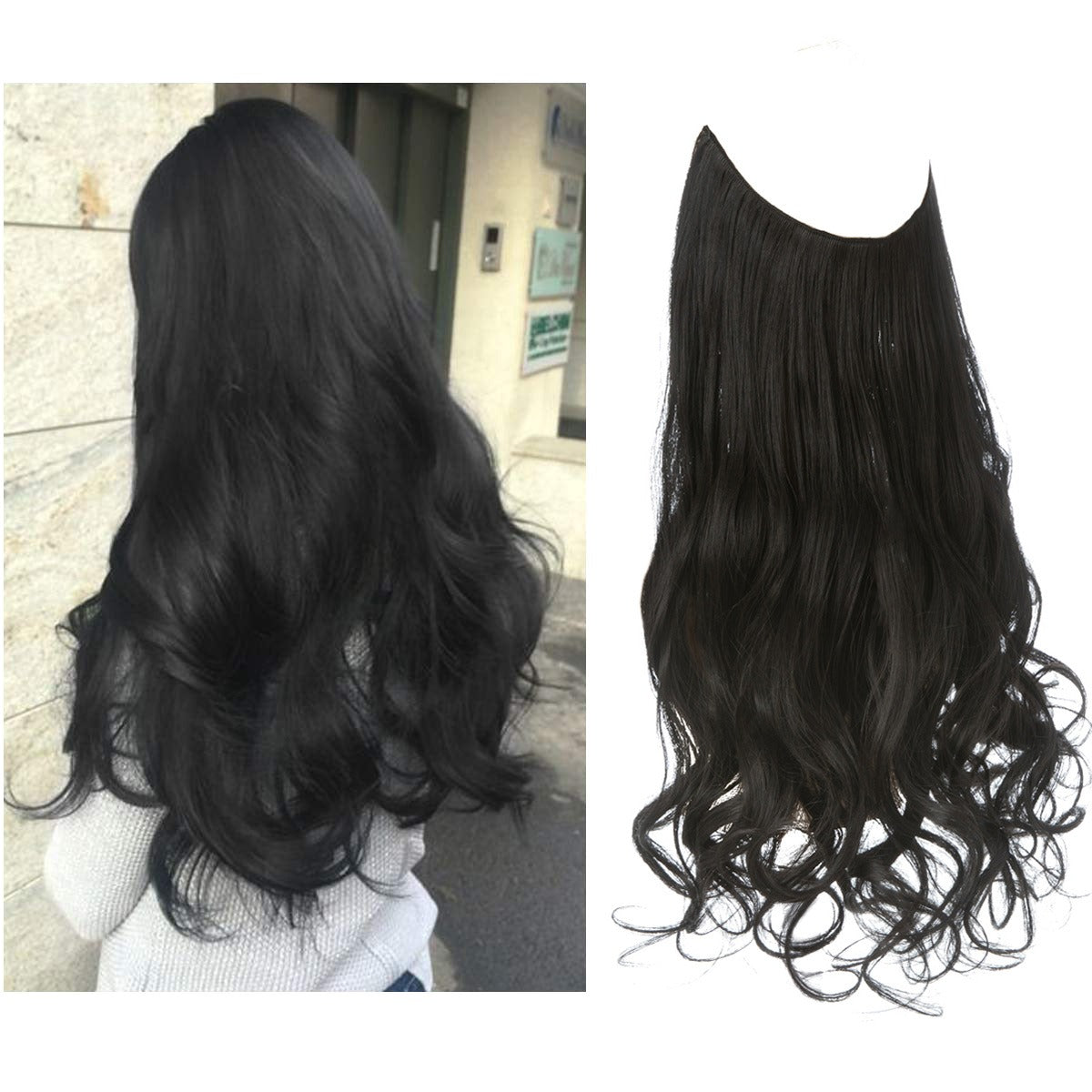 European And American Wig Piece Female Fishline Hair Extension Piece Chemical Fiber Matte High Temperature Silk Long Curly Human Hair - V.I.P Digital Presence