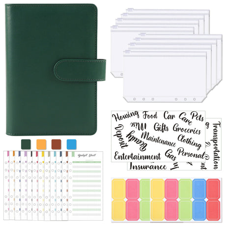A6 Loose-Leaf Binder Budget Book Macaron Notebook Leather PU Loose-Leaf Book Cash Budget Handbook - V.I.P Digital Presence
