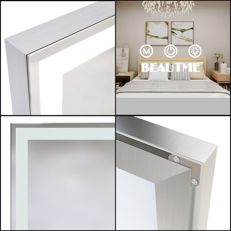 72X32 inch large LED bathroom mirror wall mounted mirror with 3 color modes, aluminum frame wall mounted light, full body mirror - V.I.P Digital Presence