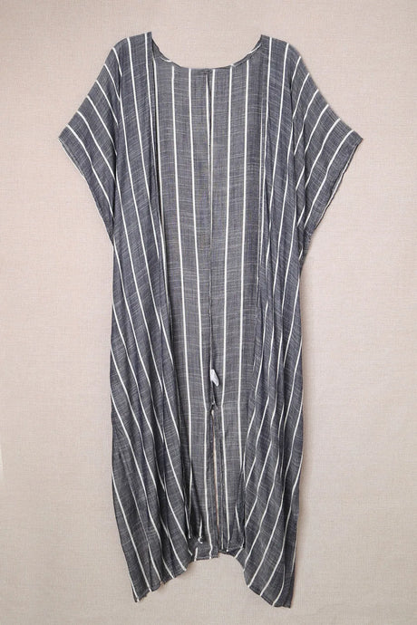 Striped Open Front Longline Cover Up - V.I.P Digital Presence