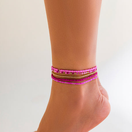 Melad color summer beach rice bead ankle chain Anklet multi-layer stacking versatile ankle chain - V.I.P Digital Presence