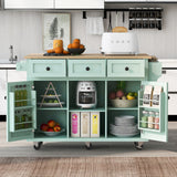 Kitchen trolley, cabinet door internal storage rack with storage cabinet and 3 dining room drawers, mint green - V.I.P Digital Presence