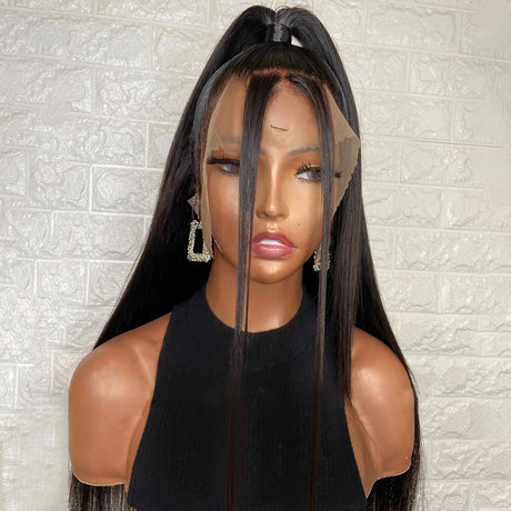 Natural Transition Wig Black Chemical Fiber Front Lace Long Straight Hair Matte High Temperature Silk Headgear - V.I.P Digital Presence