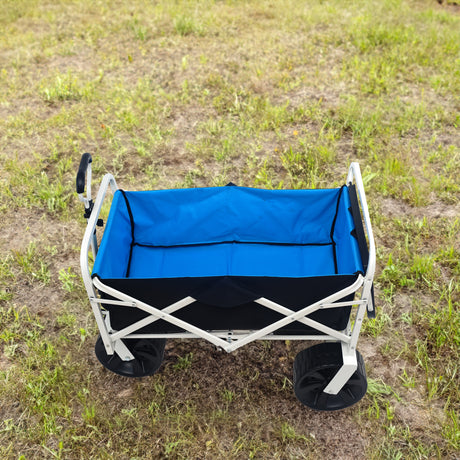 Folding Wagon Garden Shopping Beach Cart (white) - V.I.P Digital Presence