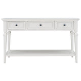 TREXM Classic Retro Style Console Table with Three Top Drawers and Open Style Bottom Shelf (Antique White)