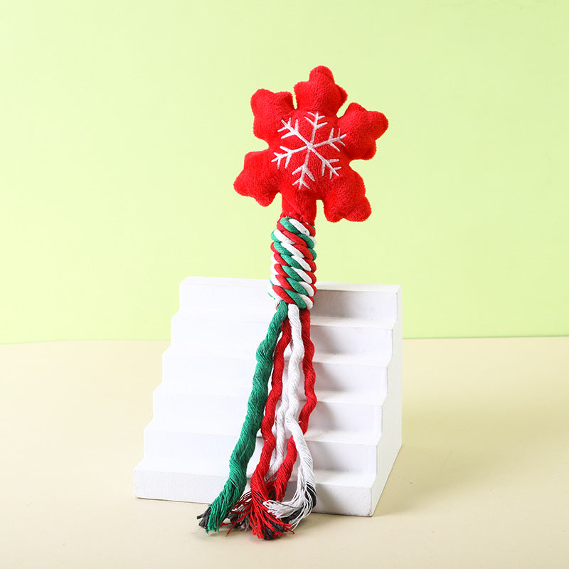 Christmas Cotton Rope Pet Plush Toy Teeth Grinding Durable Cartoon Self Hi Dog Toy Cat Supplies - V.I.P Digital Presence