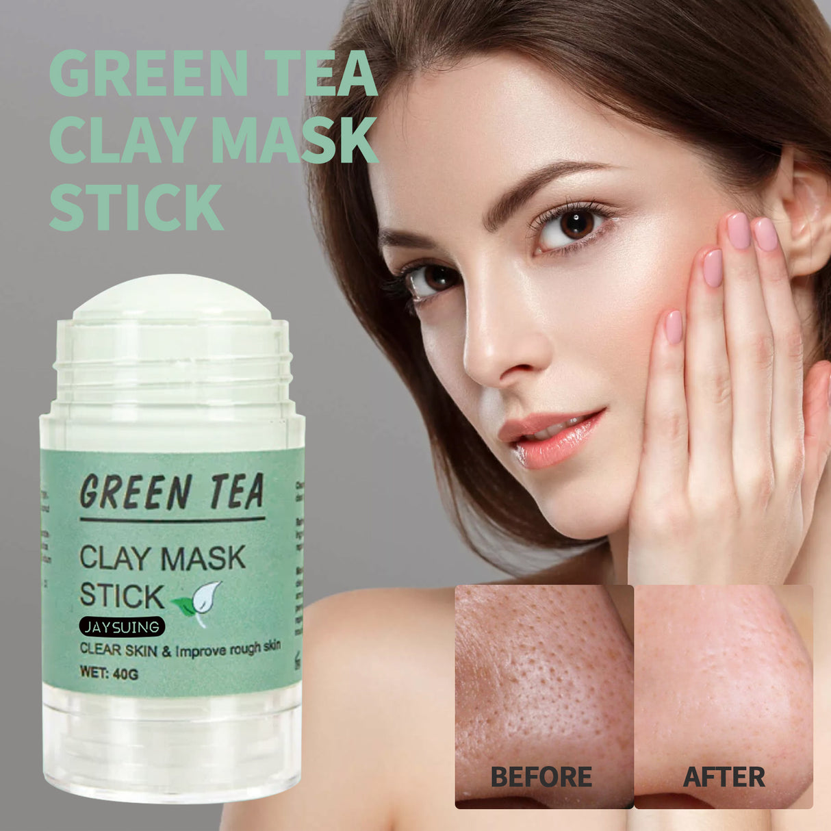 Green Tea Clay Mask Stick, Cleans Tightens Pores Lightens Spots And Removes Blackheads Mud Film Stick