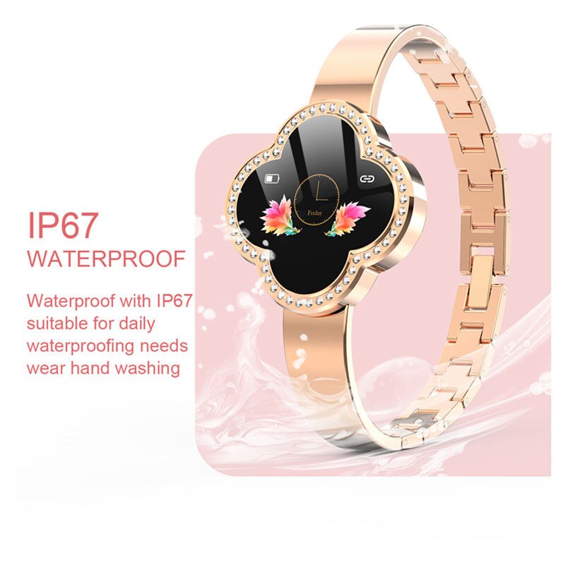 Pulsera inteligente S6 para mujer, resistente al agua IP67, con control del ritmo cardíaco y de la presión arterial, recordatorios de llamadas y mensajes. 
