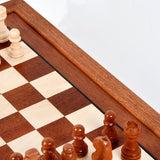 Juego de caja de ajedrez magnética con tablero de ajedrez empalmado de chapa de madera maciza estilo cajón