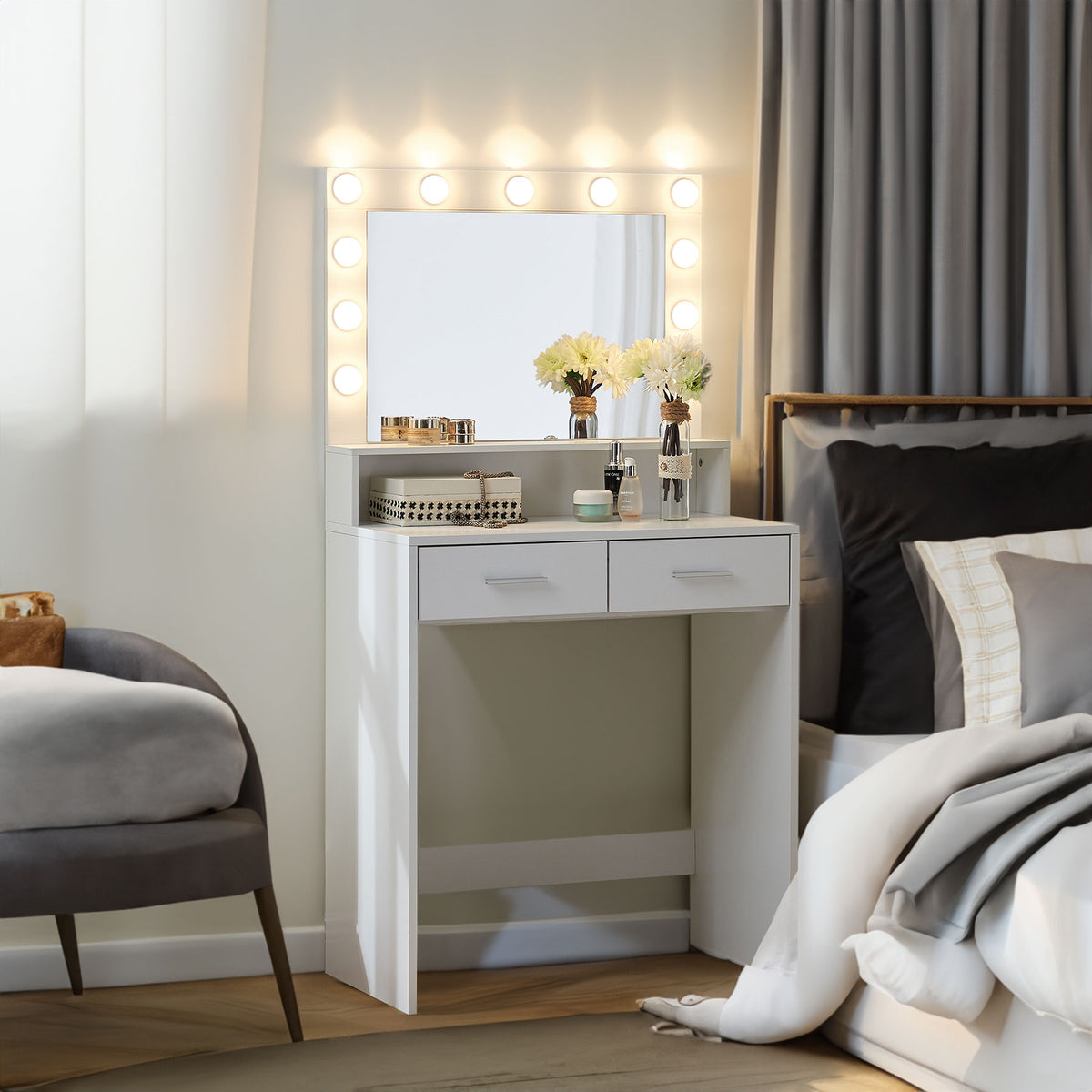 Makeup Vanity Desk with Mirror & Light - V.I.P Digital Presence