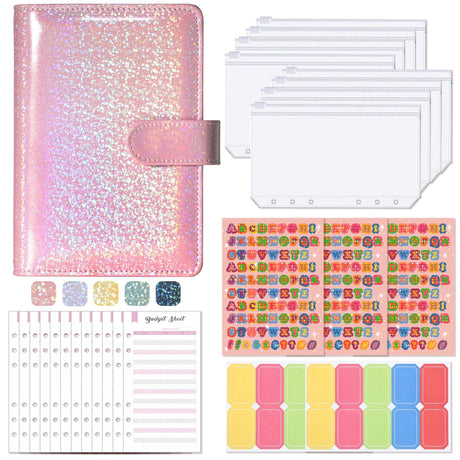 A6 Loose-Leaf Binder Budget Book Macaron Notebook Leather PU Loose-Leaf Book Cash Budget Handbook - V.I.P Digital Presence