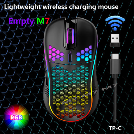 2.4G Wireless Cave Mouse Lightweight Gaming Mouse with Luminous 7 Color Breathing Light Computer Accessories - V.I.P Digital Presence