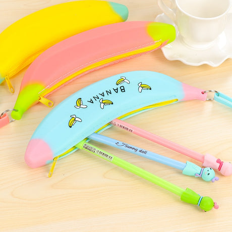 Simple Banana Green Onion Student Pencil Bag Super Cute Silicone Large Capacity Female Pencil Case Purse - V.I.P Digital Presence