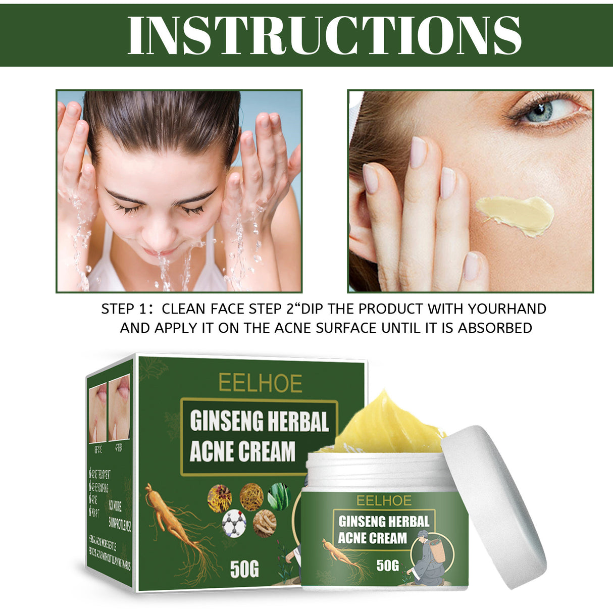 Herbal Acne-Removing Cream Anti-acne-Removing Cream Moisturizing Cleansing Cream Water Oil Balance Anti-acne-Removing Cream - V.I.P Digital Presence